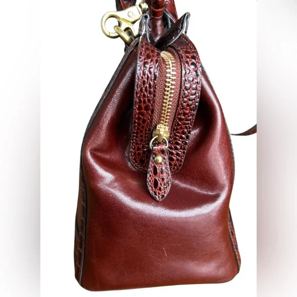Brahmin Cognac Croc Leather Satchel Bag EUC - Picture 5 of 12